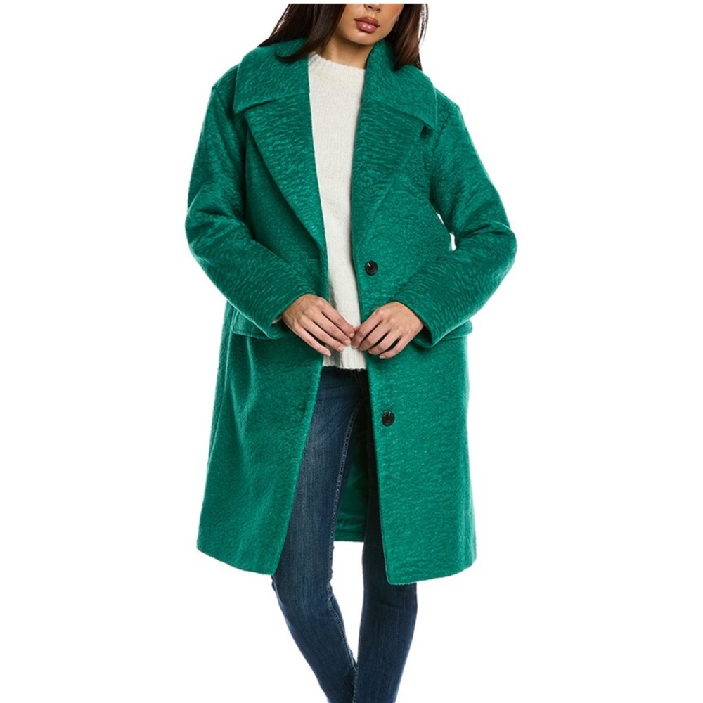 AVEC LES FILLES Single Breasted Midi Coat Bright Green Size S Fits up to M